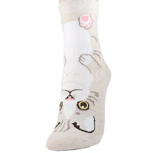 NWT Women's Novelty Socks Tan Tabby Cat, size 5-9